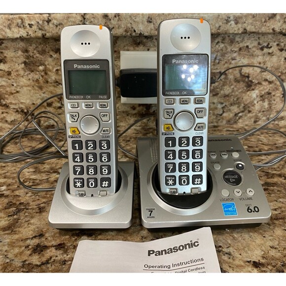 Panasonic KX-TG103S Two (2) Cordless Handset Phones with Bases, Power Cords, - Picture 11 of 11